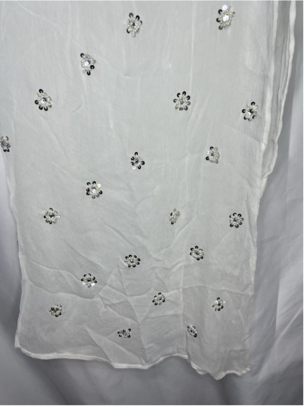 Free People Beaded Embellished Apron Sarong White One Size Sheer Cover Up Vacay - Picture 8 of 13